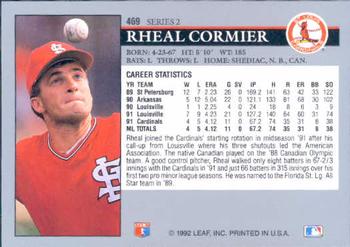 1992 Leaf #469 Rheal Cormier Back