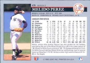 1992 Leaf #479 Melido Perez Back