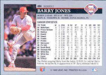 1992 Leaf #484 Barry Jones Back