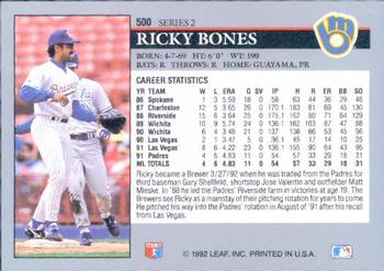 1992 Leaf #500 Ricky Bones Back