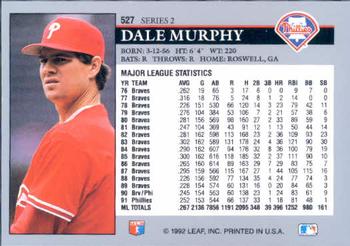 1992 Leaf #527 Dale Murphy Back