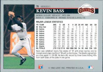 1992 Leaf #76 Kevin Bass Back