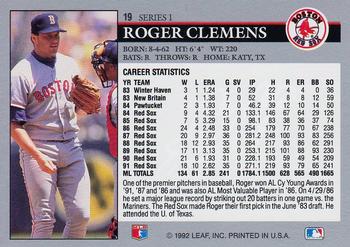 1992 Leaf #19 Roger Clemens Back