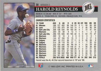 1992 Leaf #38 Harold Reynolds Back