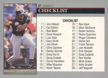 1992 Leaf #67 Checklist: 1-88 Front