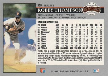 1992 Leaf #109 Robby Thompson Back