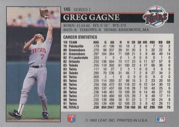 1992 Leaf #146 Greg Gagne Back