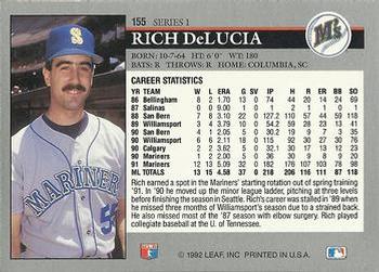 1992 Leaf #155 Rich DeLucia Back