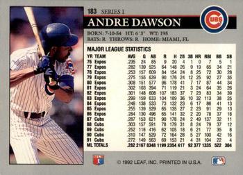 1992 Leaf #183 Andre Dawson Back