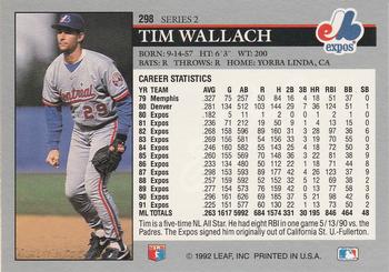 1992 Leaf #298 Tim Wallach Back