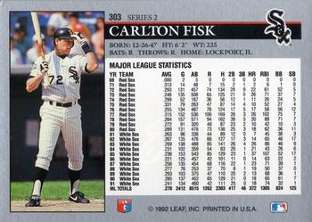 1992 Leaf #303 Carlton Fisk Back