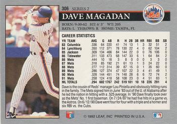 1992 Leaf #306 Dave Magadan Back