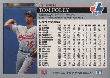 1992 Leaf #372 Tom Foley Back