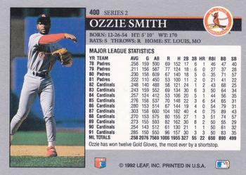 1992 Leaf #400 Ozzie Smith Back