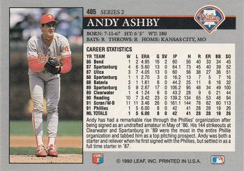 1992 Leaf #405 Andy Ashby Back