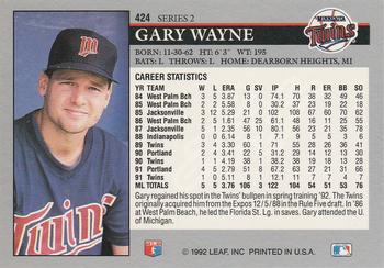 1992 Leaf #424 Gary Wayne Back