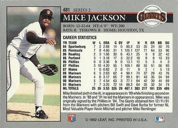 1992 Leaf #481 Mike Jackson Back