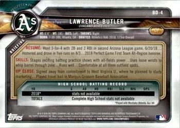 2018 Bowman Draft - Gold #BD-4 Lawrence Butler Back