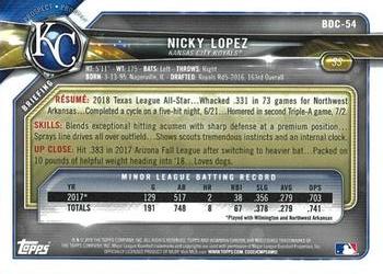 2018 Bowman Draft - Chrome #BDC-54 Nicky Lopez Back