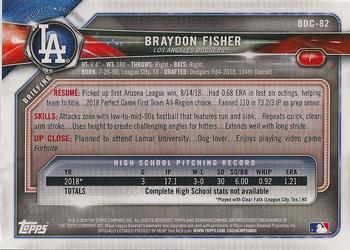 2018 Bowman Draft - Chrome #BDC-82 Braydon Fisher Back