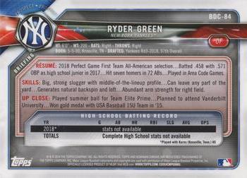 2018 Bowman Draft - Chrome #BDC-84 Ryder Green Back