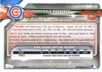 2018 Bowman Draft - Chrome #BDC-125 Cole Roederer Back