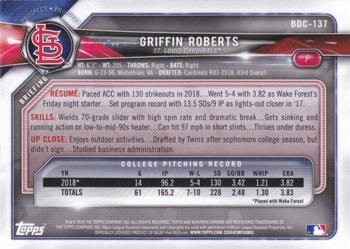 2018 Bowman Draft - Chrome #BDC-137 Griffin Roberts Back