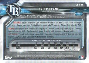 2018 Bowman Draft - Chrome Draft Pick Autographs #CDA-TF Tyler Frank Back