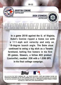 2018 Bowman Draft - Recommended Viewing #RV-CS Griffin Conine / Josh Stowers Back