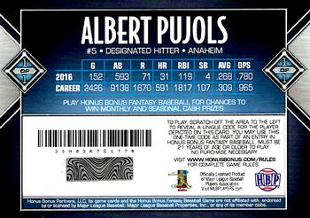2017 Honus Bonus Fantasy Baseball - Career Stats Albert Pujols 2825 Hits #605 Albert Pujols Back