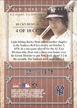 2005 Fleer Classic Clippings - Official Box Score #4CC Bucky Dent Back