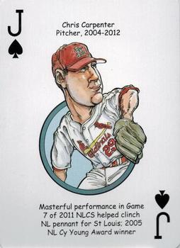 2014 Hero Decks St Louis Cardinals Baseball Heroes Playing Cards #J♠ Chris Carpenter Front