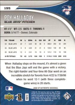 2006 SP Authentic #195 Roy Halladay Back