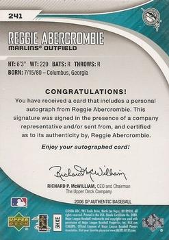 2006 SP Authentic #241 Reggie Abercrombie Back