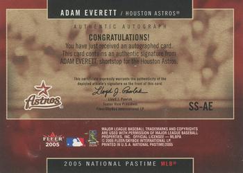 2005 Fleer National Pastime - Signature Swings Silver #SS-AE Adam Everett Back
