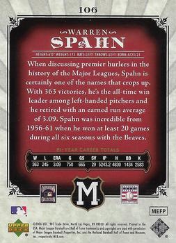 2006 SP Legendary Cuts #106 Warren Spahn Back
