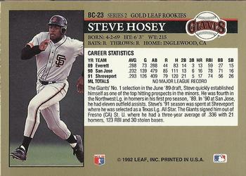 1992 Leaf - Gold Rookies #BC-23 Steve Hosey Back
