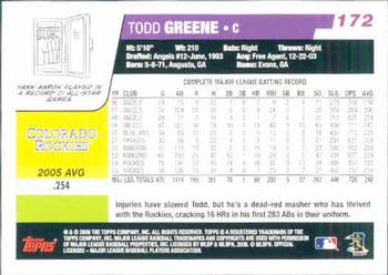2006 Topps #172 Todd Greene Back