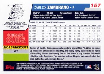 2006 Topps #157 Carlos Zambrano Back