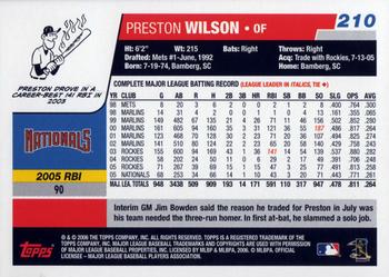 2006 Topps #210 Preston Wilson Back