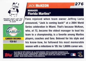 2006 Topps #276 Jack McKeon Back