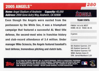 2006 Topps #280 Los Angeles Angels Back