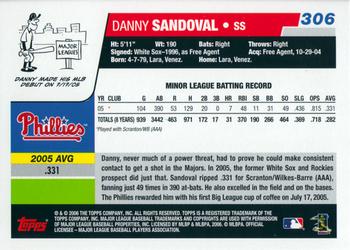 2006 Topps #306 Danny Sandoval Back