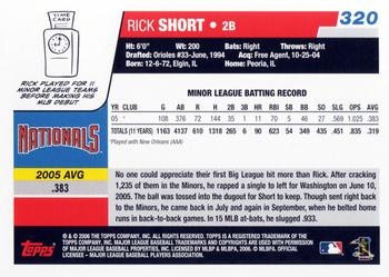 2006 Topps #320 Rick Short Back