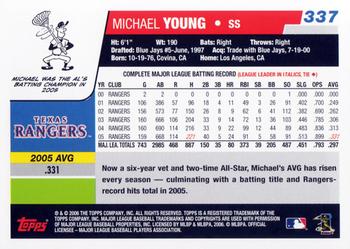 2006 Topps #337 Michael Young Back