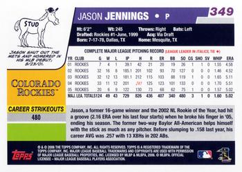 2006 Topps #349 Jason Jennings Back