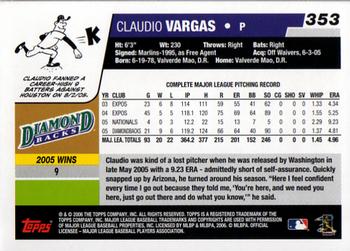 2006 Topps #353 Claudio Vargas Back