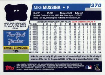 2006 Topps #370 Mike Mussina Back