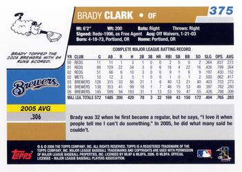 2006 Topps #375 Brady Clark Back