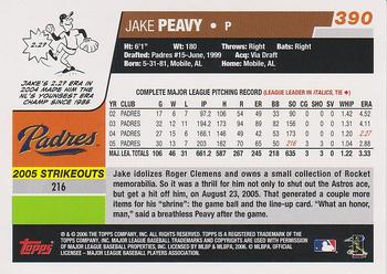 2006 Topps #390 Jake Peavy Back